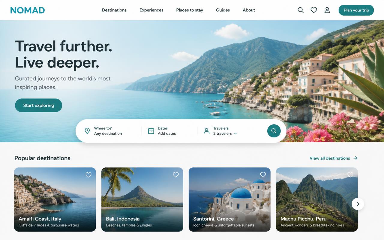 Website-Projekt: Nomad Travel — Concept Design